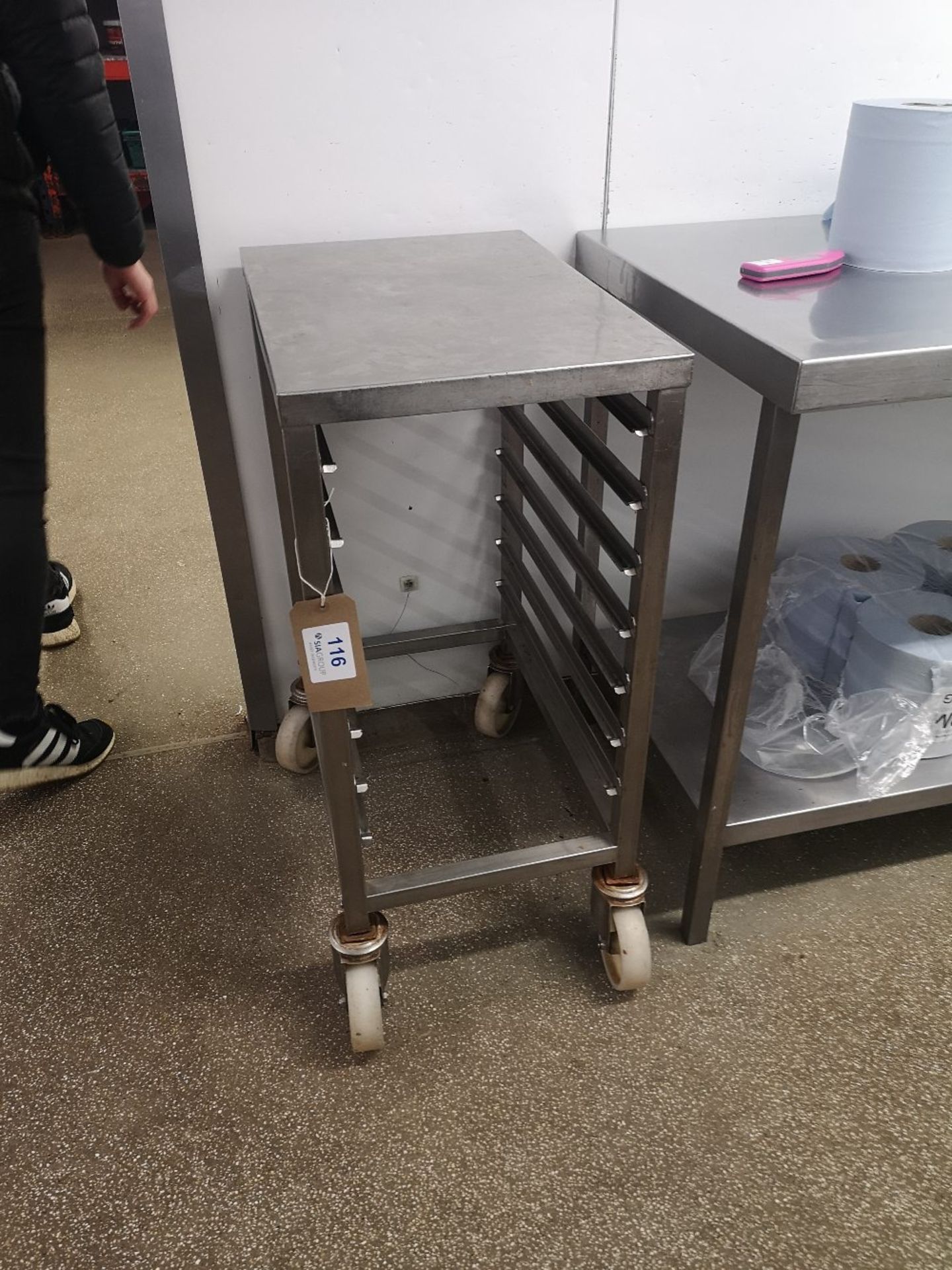 Mobile Stainless Steel Preparation Table with Seven Slot Baking Tray Rack - Image 2 of 2