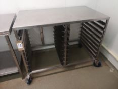 Stainless Steel Preparation Table with Twin Nine Slot Baking Tray Racks