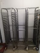 (3) Stainless Steel Nineteen Slot Baking Tray Trolleys