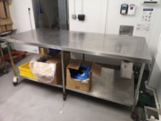 (2) Two Tier Stainless Steel Mobile Preparation Tables