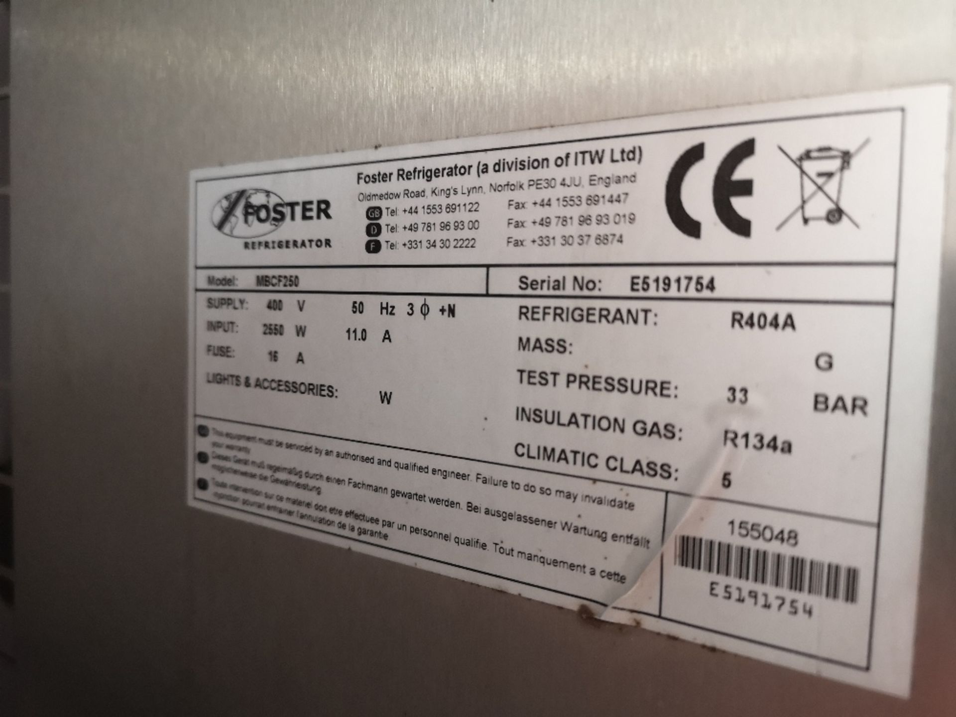 Foster Refrigeration MBCF250 Modular Blast Chiller - Image 4 of 4