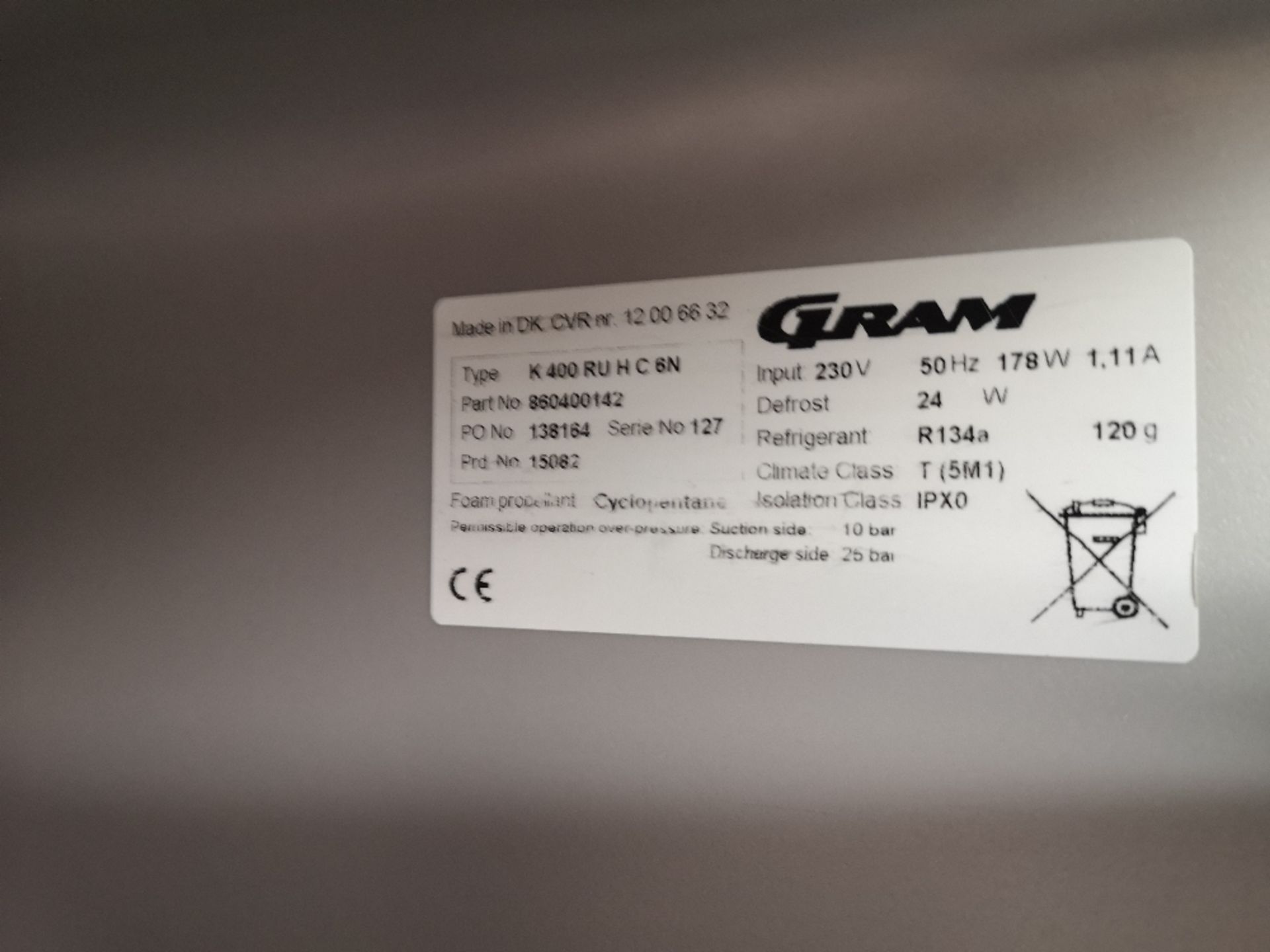 Gram K400 Upright Stainless Steel Fridge - Image 2 of 2