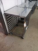 Stainless Steel Preparation Table with Seven Slot Baking Tray Rack