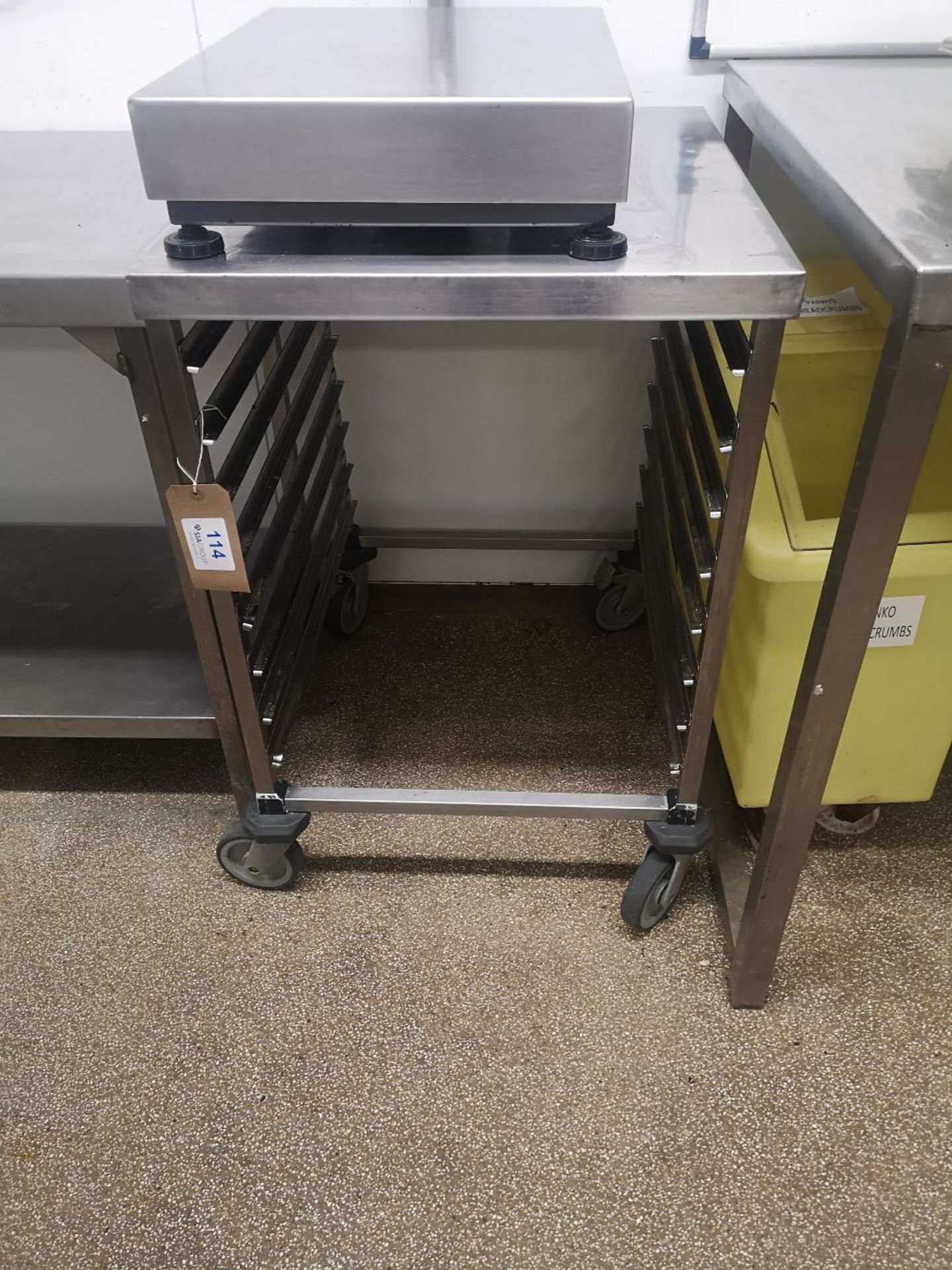 Stainless Steel Preparation Table with Eight Slot Baking Tray Rack
