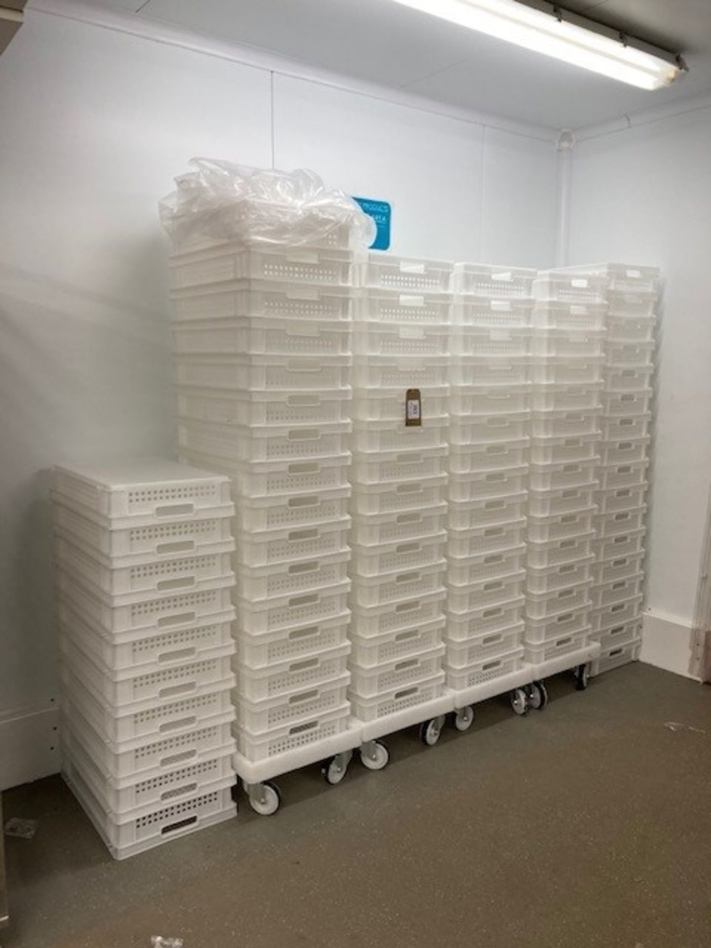 (c.85) Plastic Food Crates with (4) Mobile Plastic Dolly's - Image 2 of 2