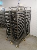 (4) Stainless Steel Nineteen Slot Baking Tray Trolleys & Gastronorm Trays