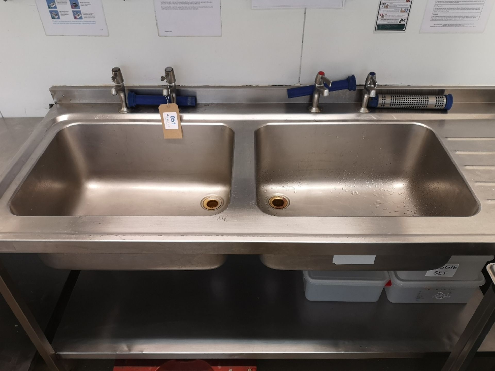 Stainless Steel Double Sink Basin Unit - Bild 3 aus 3