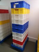 (9) Plastic Food Containers with Mobile Dolly