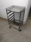 Mobile Stainless Steel Preparation Table with Five Slot Baking Tray Rack