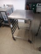 Stainless Steel Preparation Table with Six Slot Baking Tray Rack