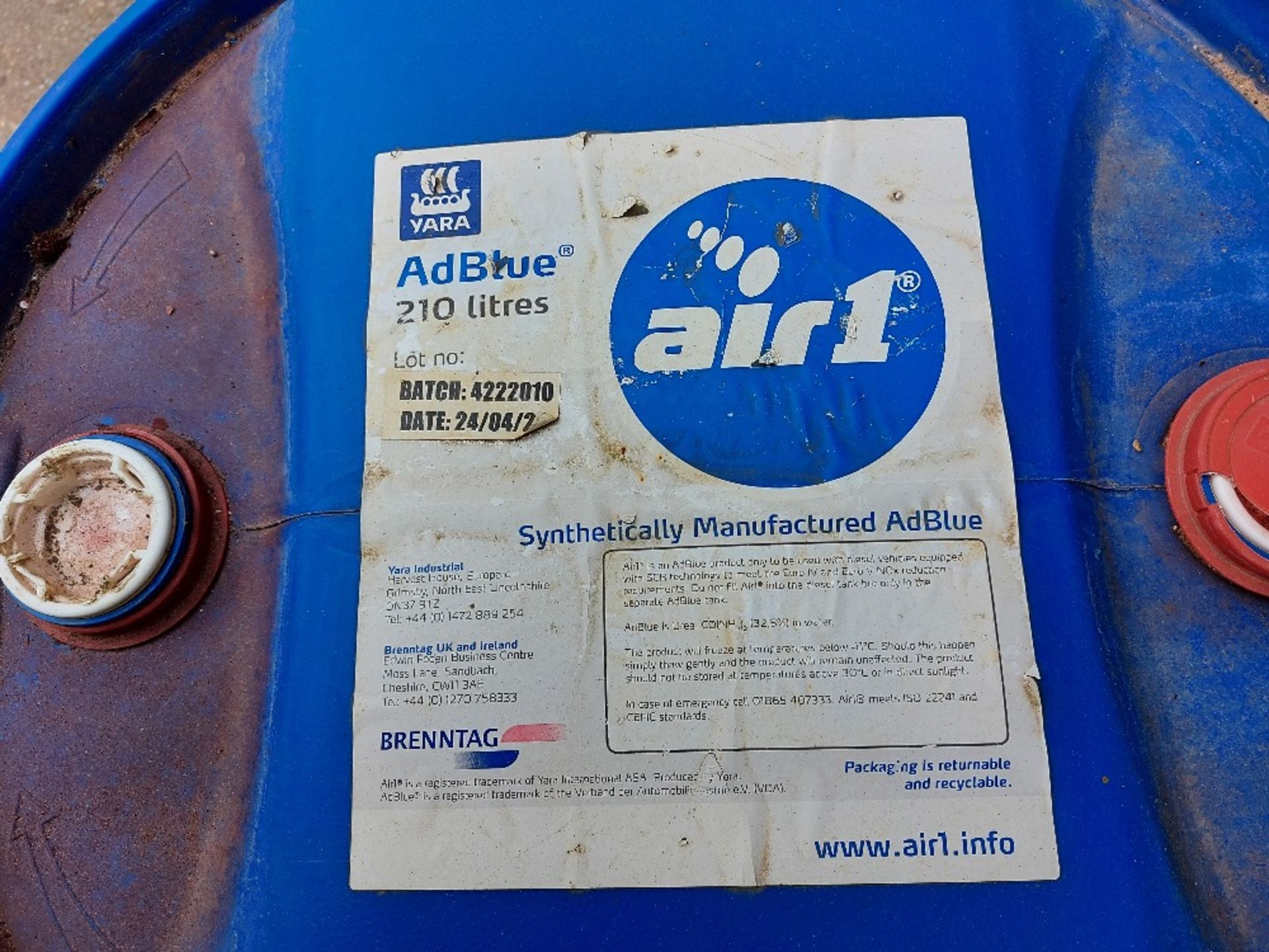 (3) Yara AdBlue 210Ltr Drum with Contents - Image 4 of 4