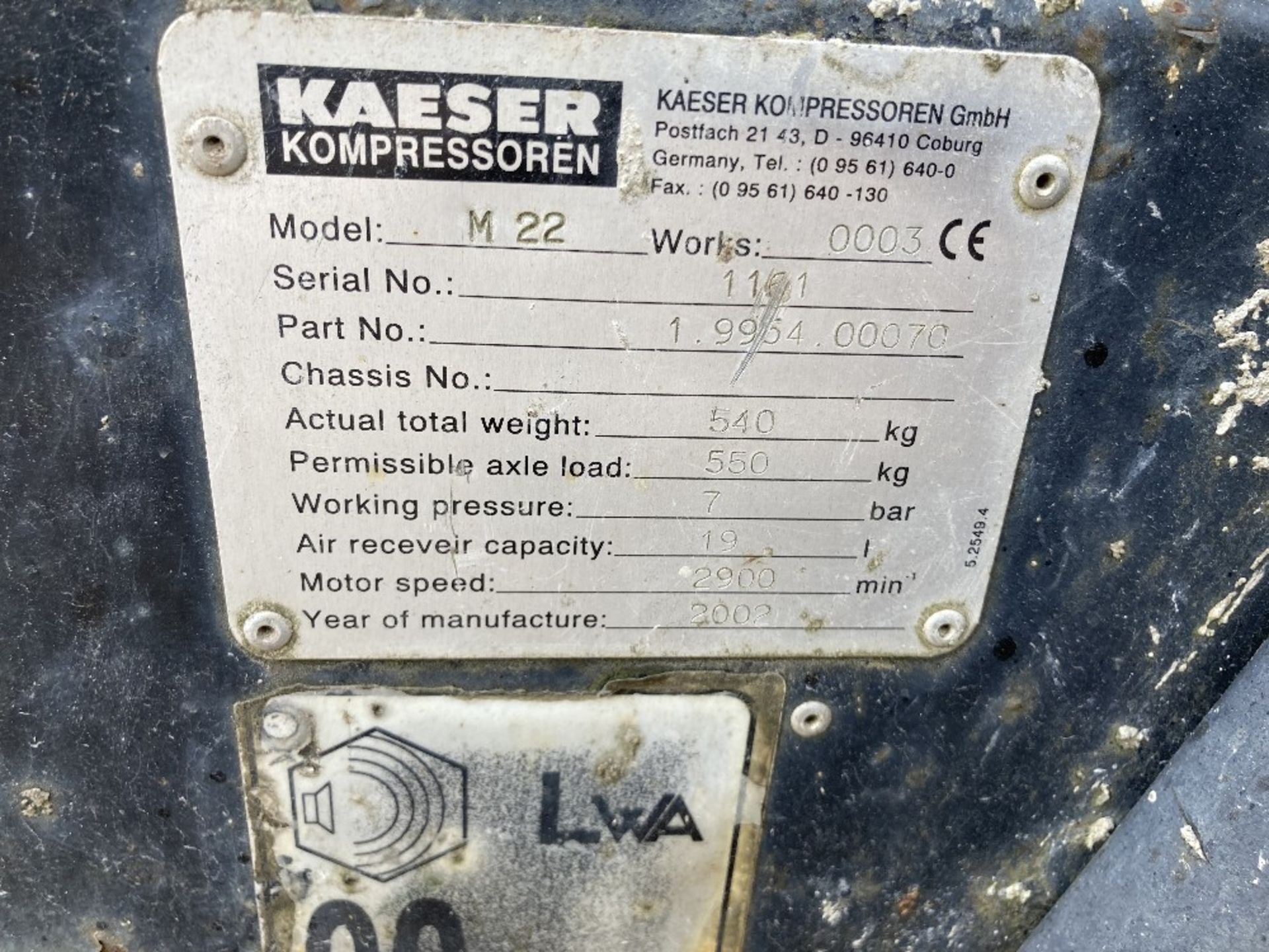 Kaeser M22 Towable Compressor - Image 7 of 8