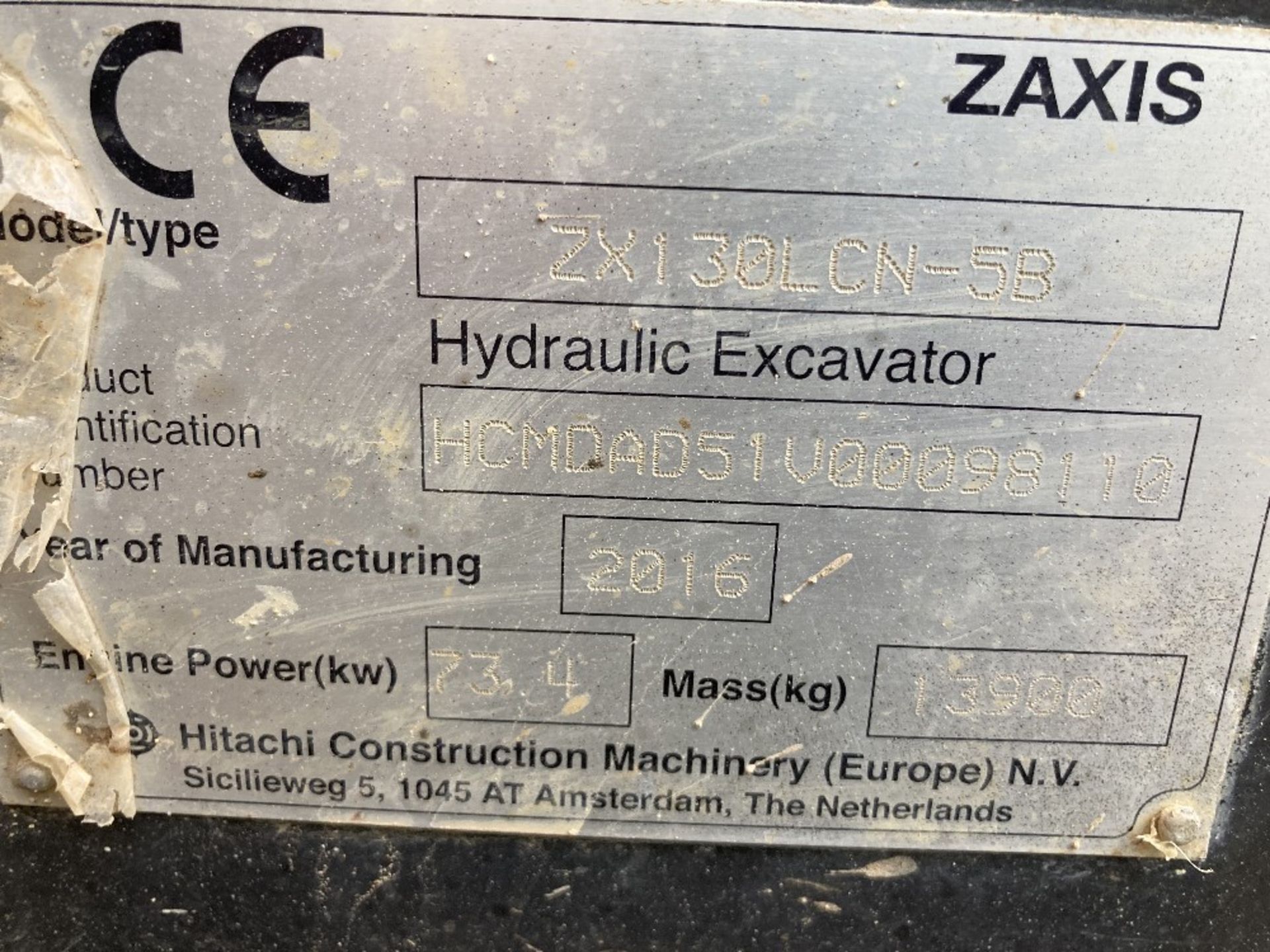 2016 Hitachi ZX130LCN-5B Hydraulic Excavator - Image 10 of 19