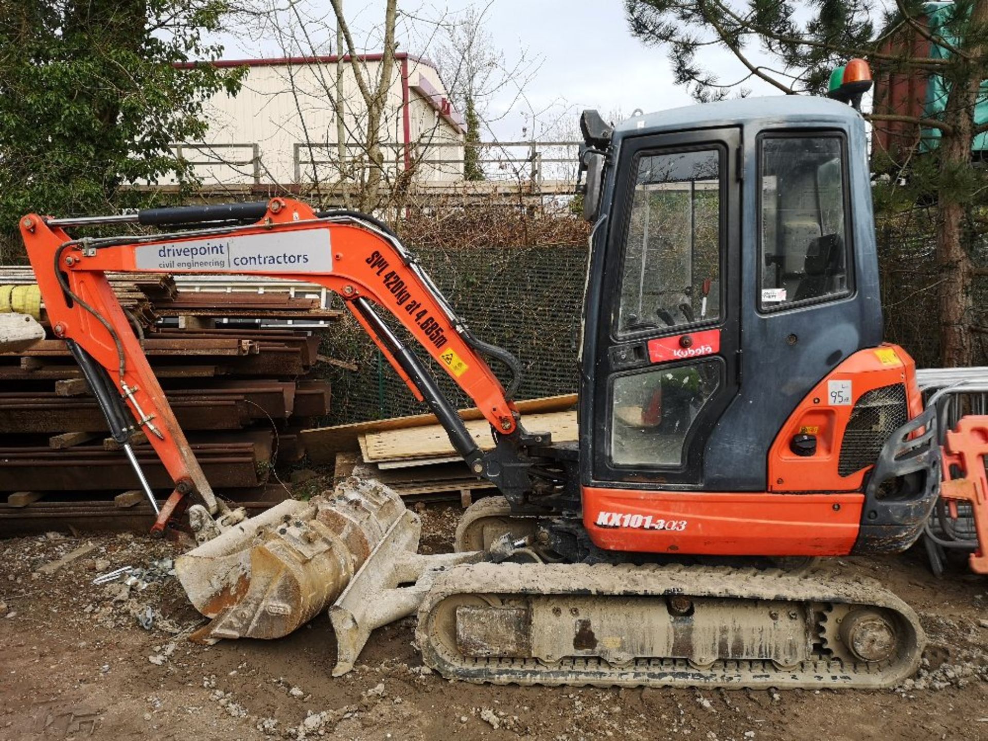 2016 Kubota KX101-3 Cabbed Mini Excavator