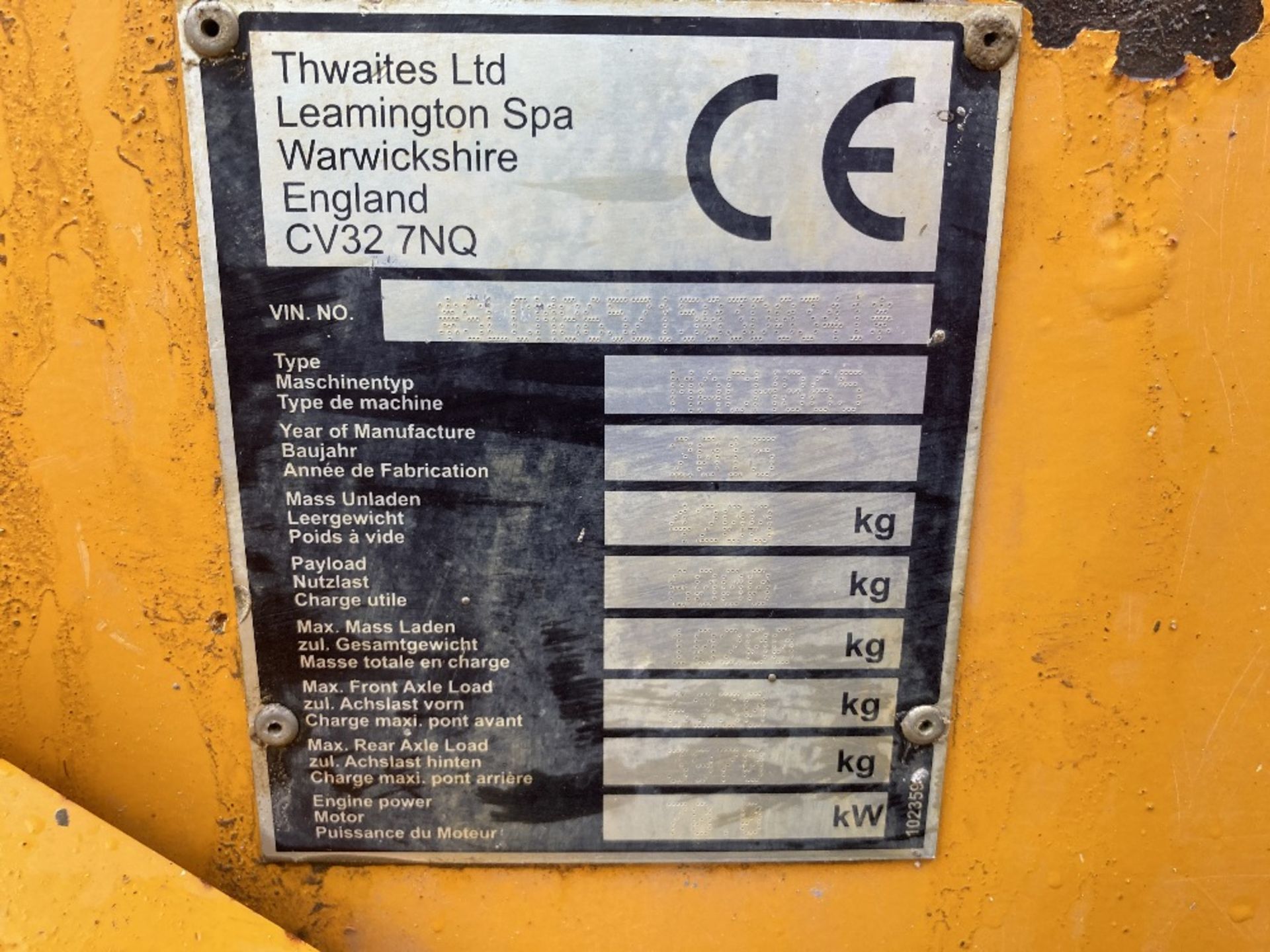 2015 Thwaites 6T forward tip 4X4 Dumper - Image 8 of 10