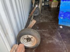 Unbranded used fabricated single axle complete with wheels and hubs