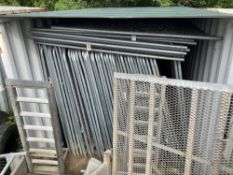 Large Quanity of Heras fence panels and feet in container and throughout the yard