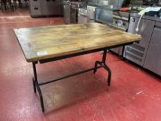 Industrial Rustic Solid Wood & Cast Iron Dining Table (1.1m)