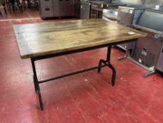 Industrial Rustic Solid Wood & Cast Iron Dining Table (1.1m)