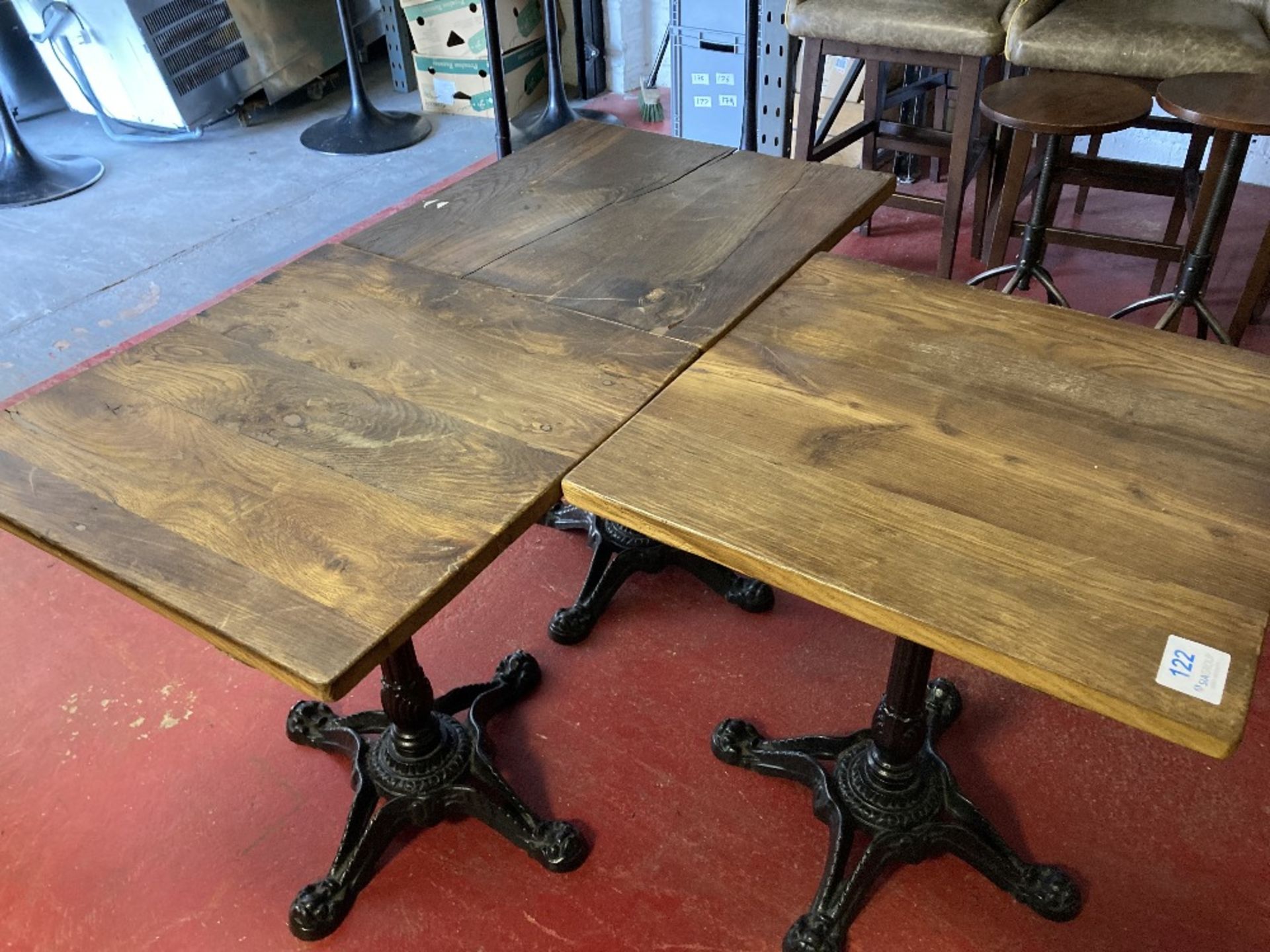 (3) Industrial Solid Wood & Cast Iron Bar Tables (0.65m) - Image 3 of 3