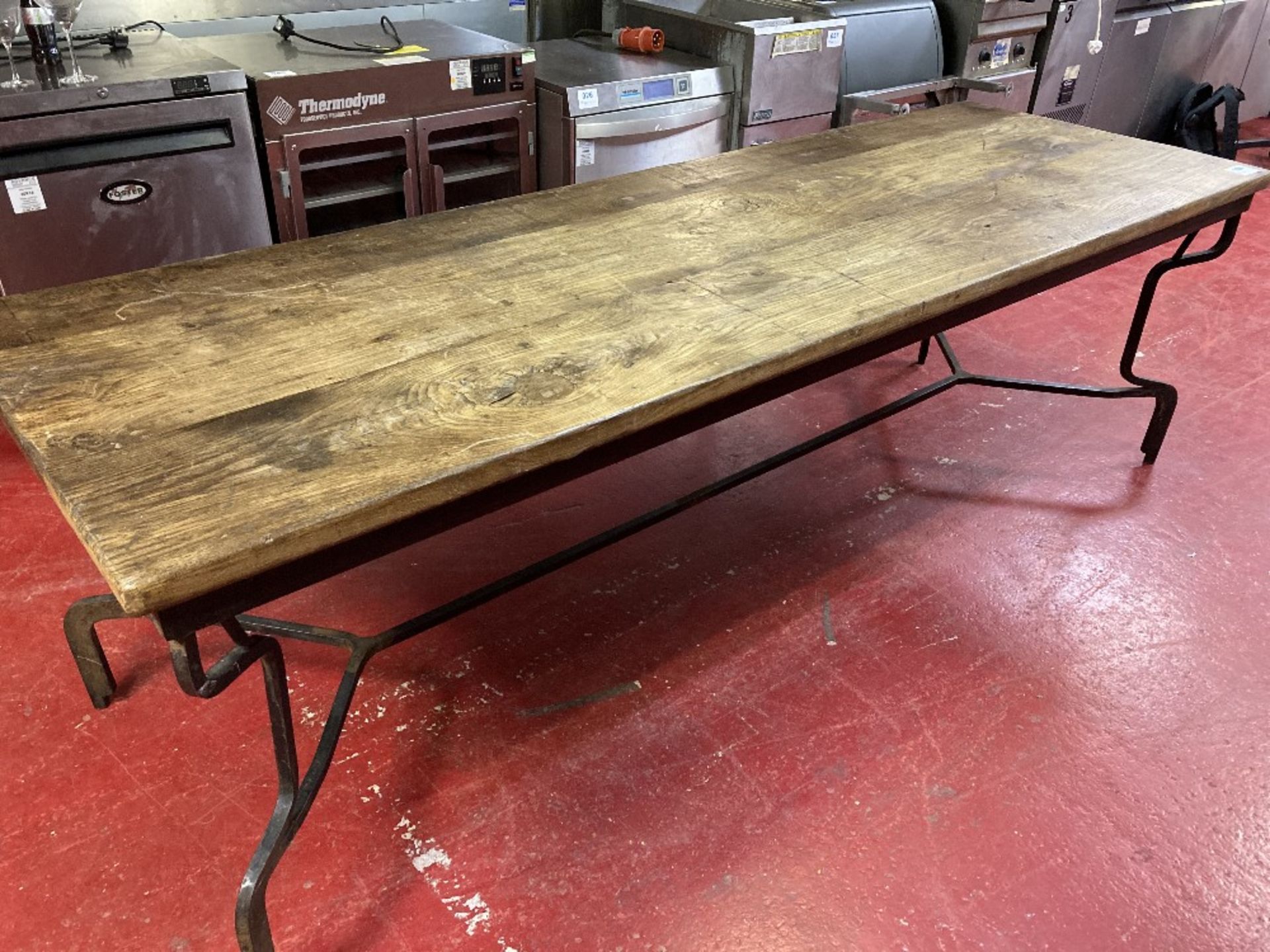 Industrial Rustic Solid Wood & Cast Iron Dining Table (2.4m)