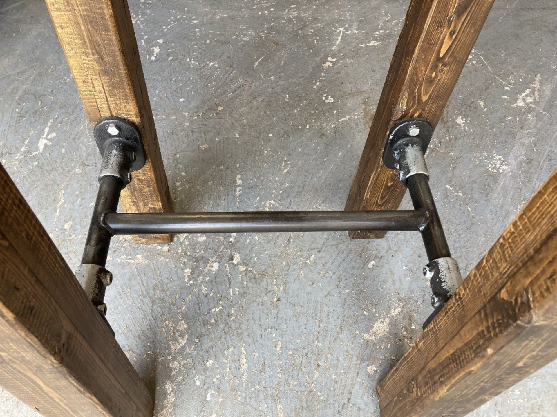 Industrial Rustic Solid Wood & Steel Scaffolding Bar Leaner (0.7m) - Image 3 of 4