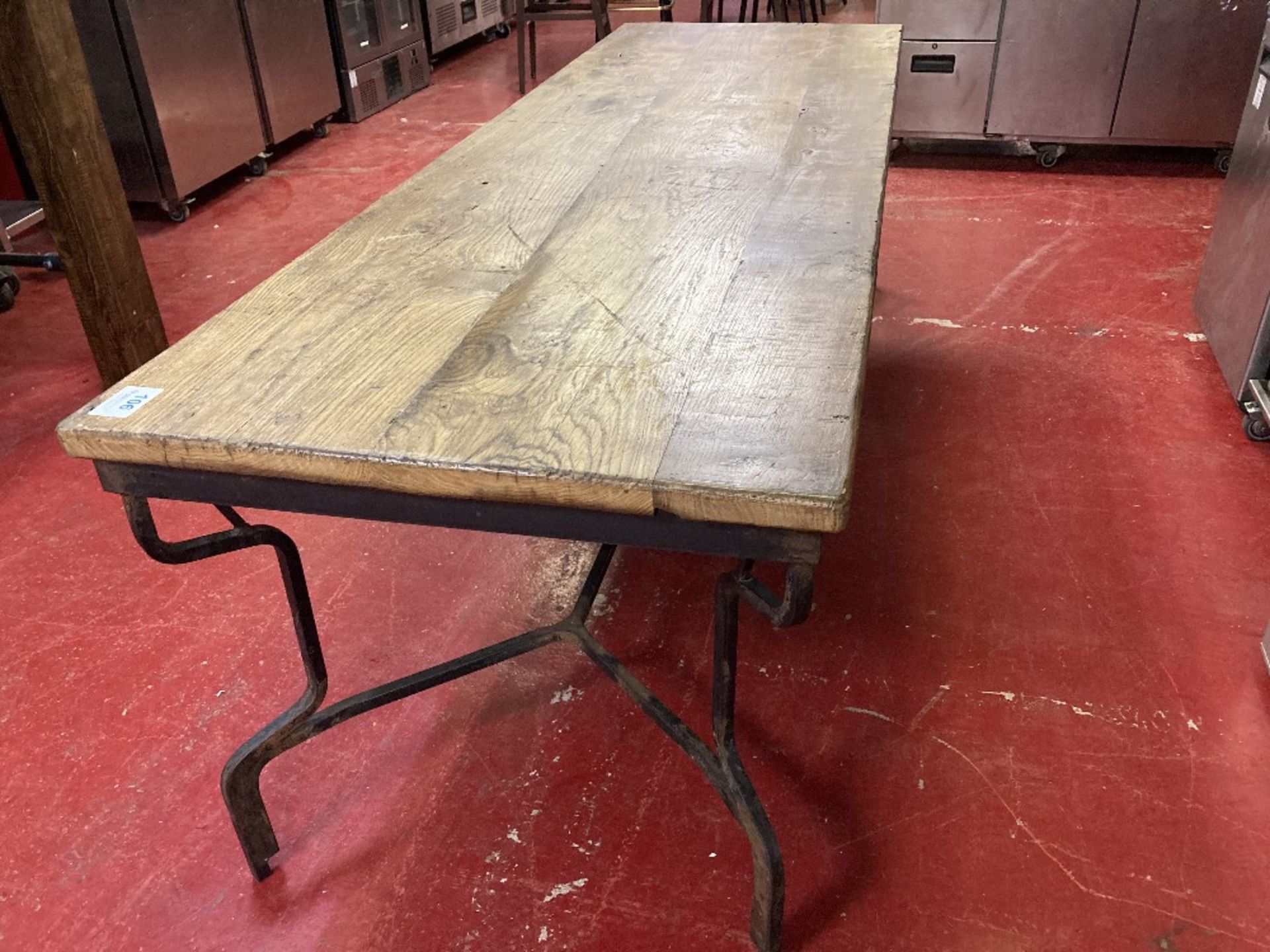 Industrial Rustic Solid Wood & Cast Iron Dining Table (2.4m) - Image 2 of 4