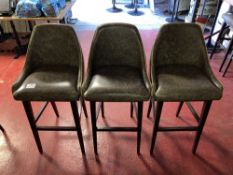 (3) Faux-leather & Wood High Bar Stool (1.1m)