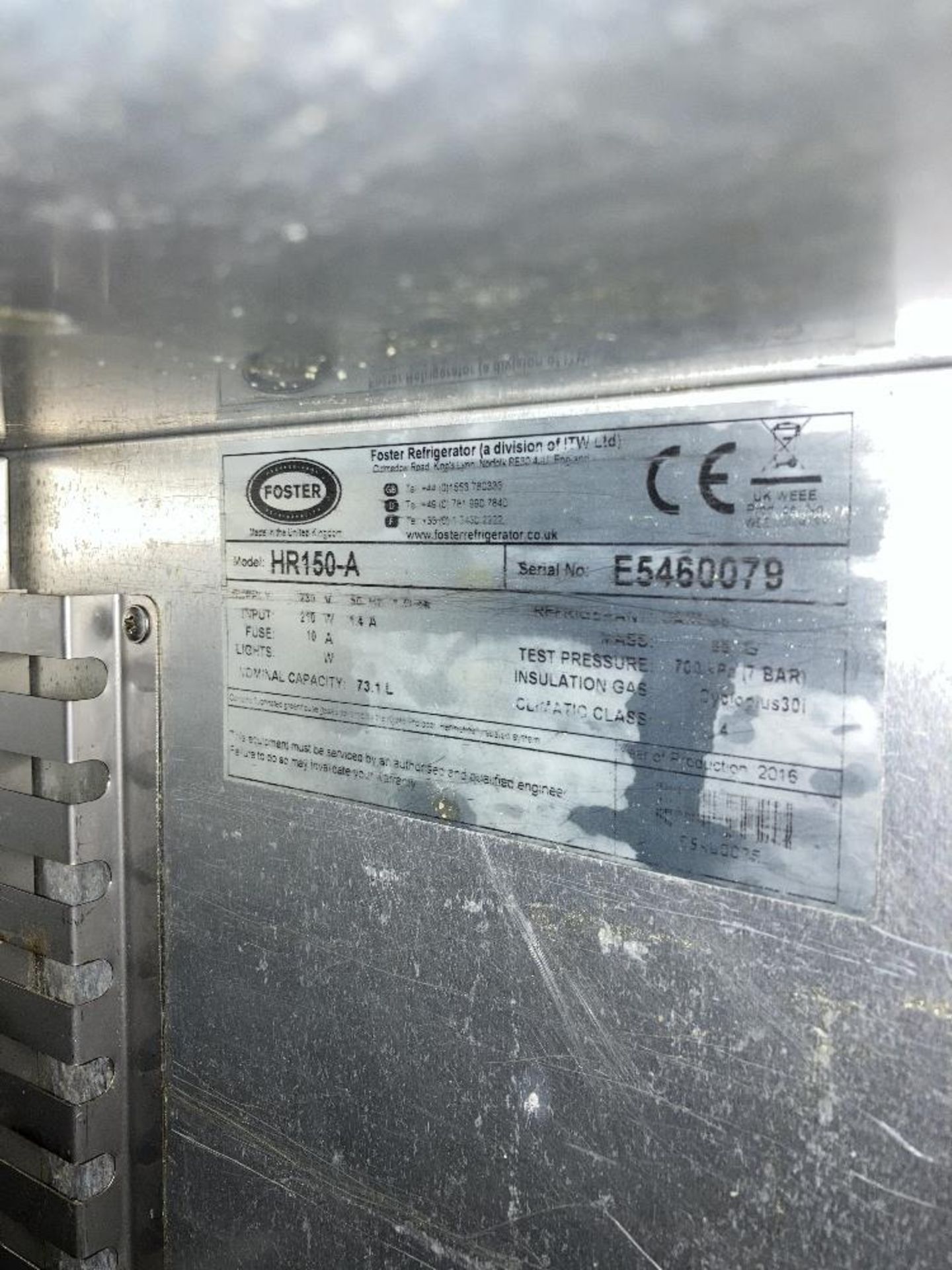Foster HR150-A 1-Door Under-Counter Refrigerator (DOM: 2016) - Image 4 of 5