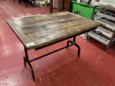 Industrial Rustic Solid Wood & Cast Iron Dining Table (1.1m)