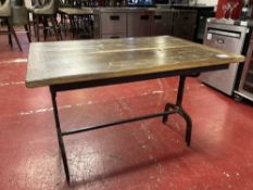 Industrial Rustic Solid Wood & Cast Iron Dining Table (1.1m)