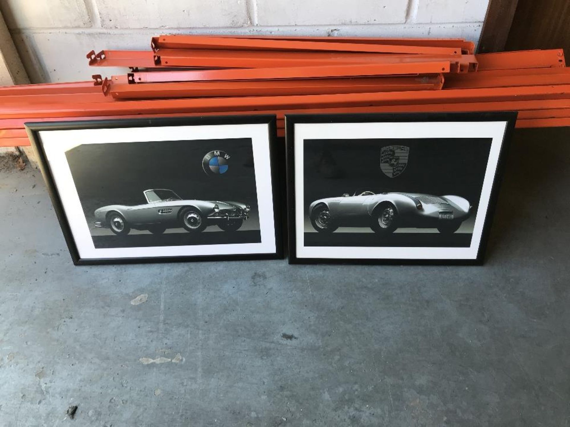 Two framed pictures of BMW and Porsche cars - Image 2 of 6