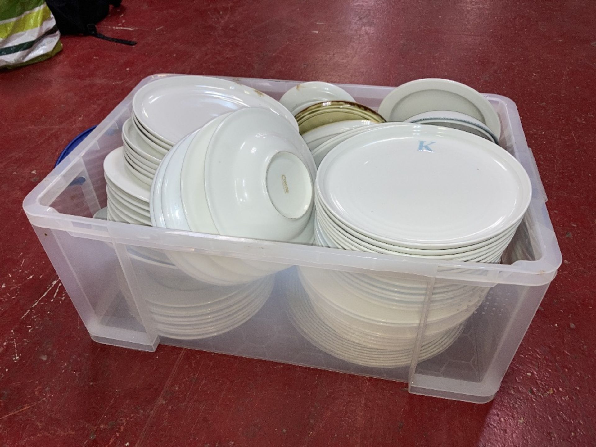 Quantity of Ceramic & Plastic Dishware c/w Plastic Storage Box - Image 2 of 2