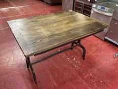 Industrial Rustic Solid Wood & Cast Iron Dining Table (1.1m)