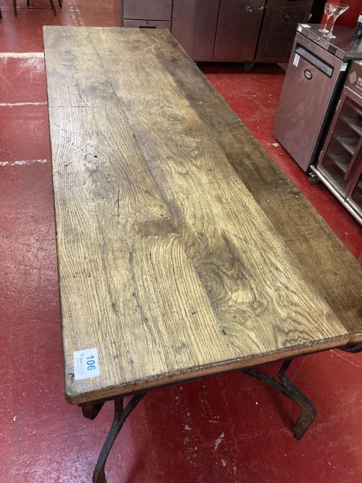 Industrial Rustic Solid Wood & Cast Iron Dining Table (2.4m) - Image 4 of 4