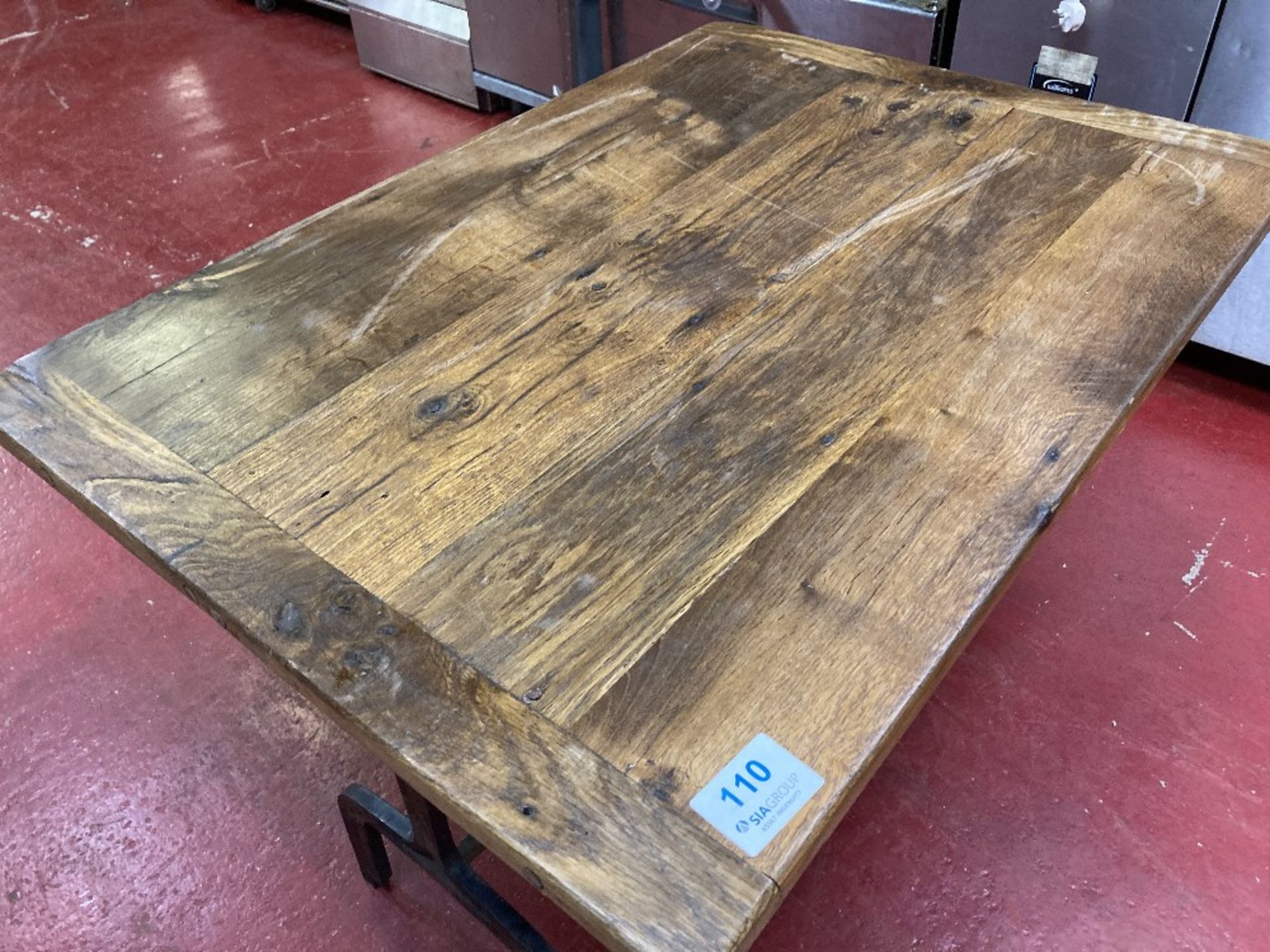 Industrial Rustic Solid Wood & Cast Iron Dining Table (1.1m) - Image 3 of 3