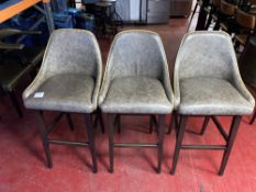 (3) Faux-leather & Wood High Bar Stool (1.1m)