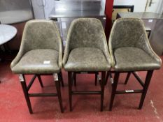 (3) Faux-leather & Wood High Bar Stool (1.1m)