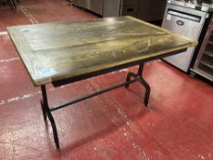 Industrial Rustic Solid Wood & Cast Iron Dining Table (1.1m)