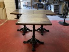 (3) Industrial Solid Wood & Cast Iron Bar Tables (0.65m)