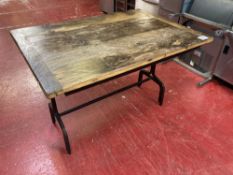 Industrial Rustic Solid Wood & Cast Iron Dining Table (1.1m)