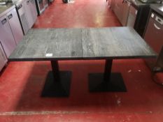 (2) Square Wooden Topped / Steel Base Dining Tables