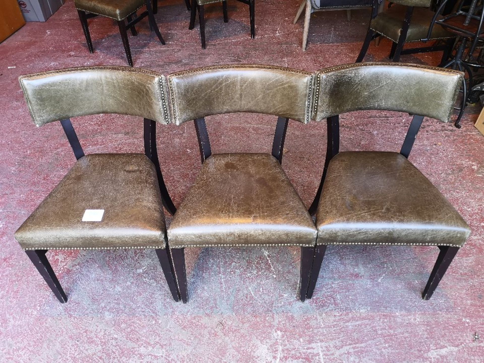 (3) Faux Leather / Wooden Frame Dining Chairs