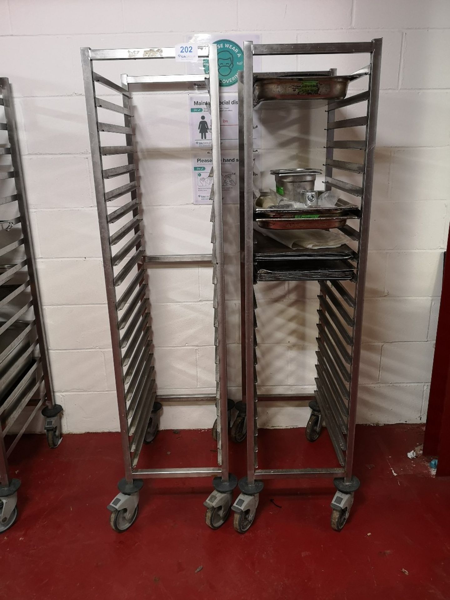 (2) Twenty Slot Stainless Steel Baking Tray Trolleys