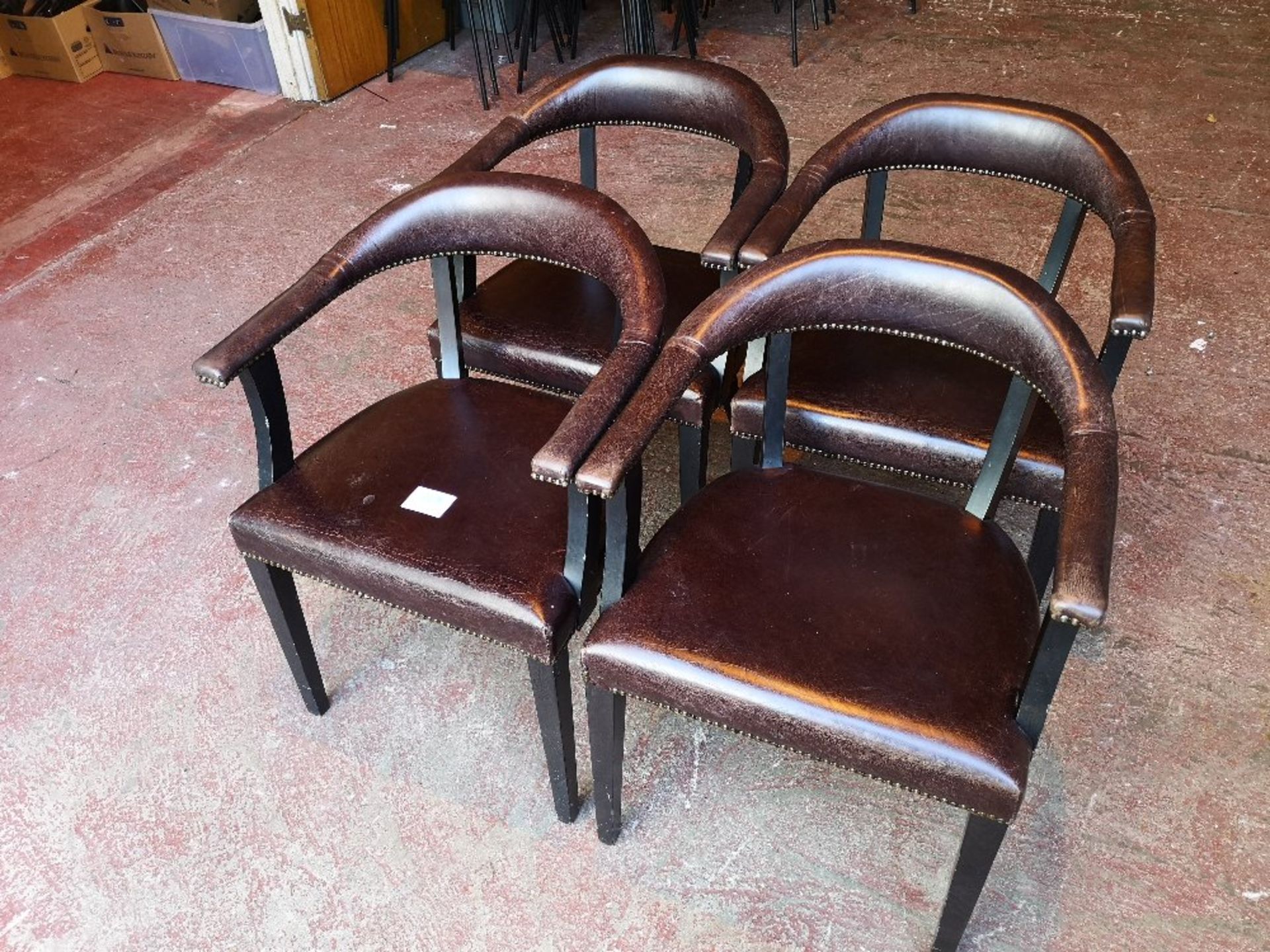 (4) Faux Leather / Wooden Frame Dining Chairs - Image 2 of 3