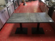 (2) Square Wooden Topped / Steel Base Dining Tables