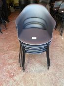 (6) Black Plastic Stackable Outdoor Dining Chairs