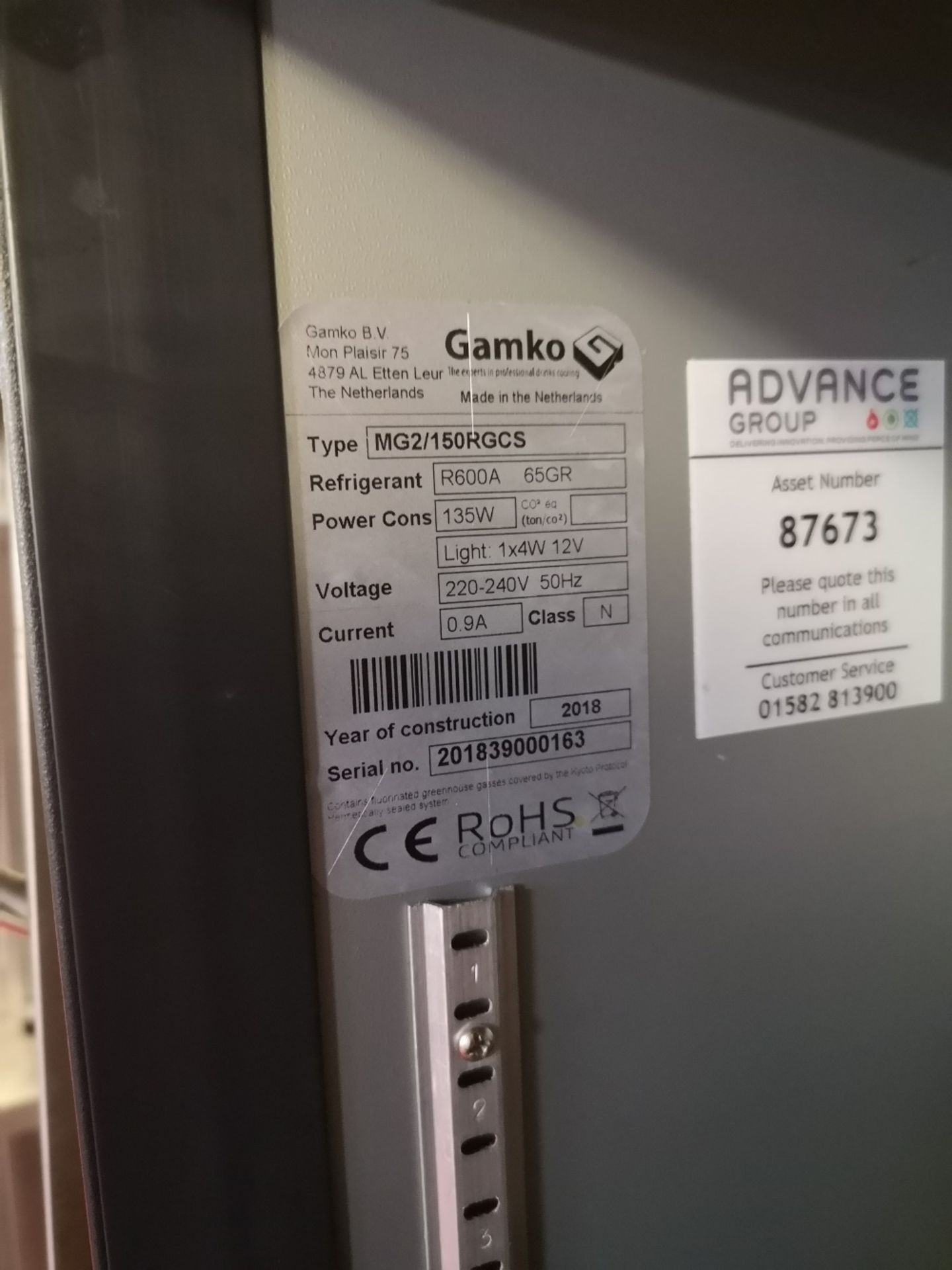 Gamko MG2/150RGCS Glass Single Door Under Counter Fridge - Image 4 of 4