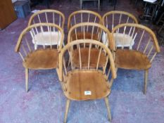 (7) Danish Style Spindle Back Dining Chairs