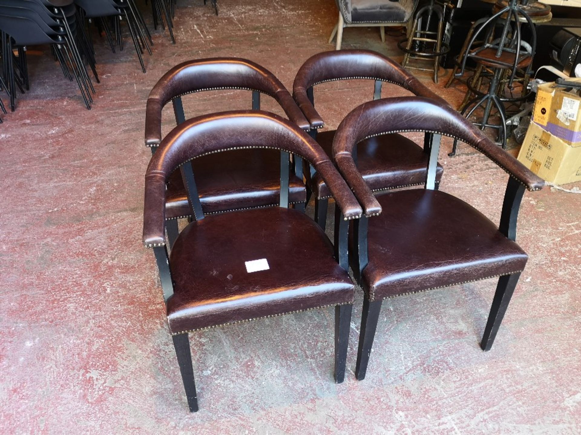 (4) Faux Leather / Wooden Frame Dining Chairs - Image 3 of 3